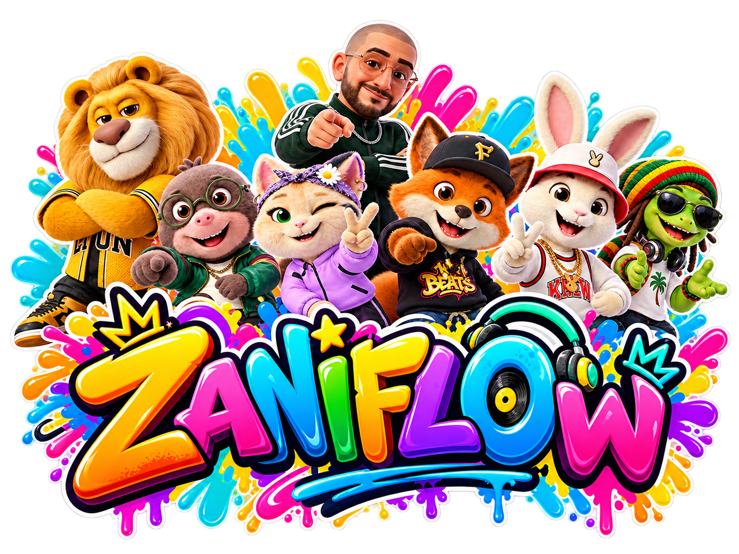 La bande Zaniflow et son logo graffiti multicolore